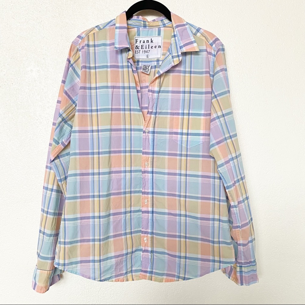 Frank & Eileen Pastel Plaid Barry Button Up Top Size Large